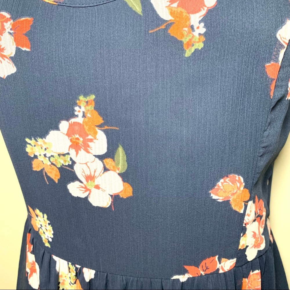 Abercrombie & Fitch Navy Floral Mini Dress XS Spaghetti Strap Coquette Romantic - Picture 8 of 14